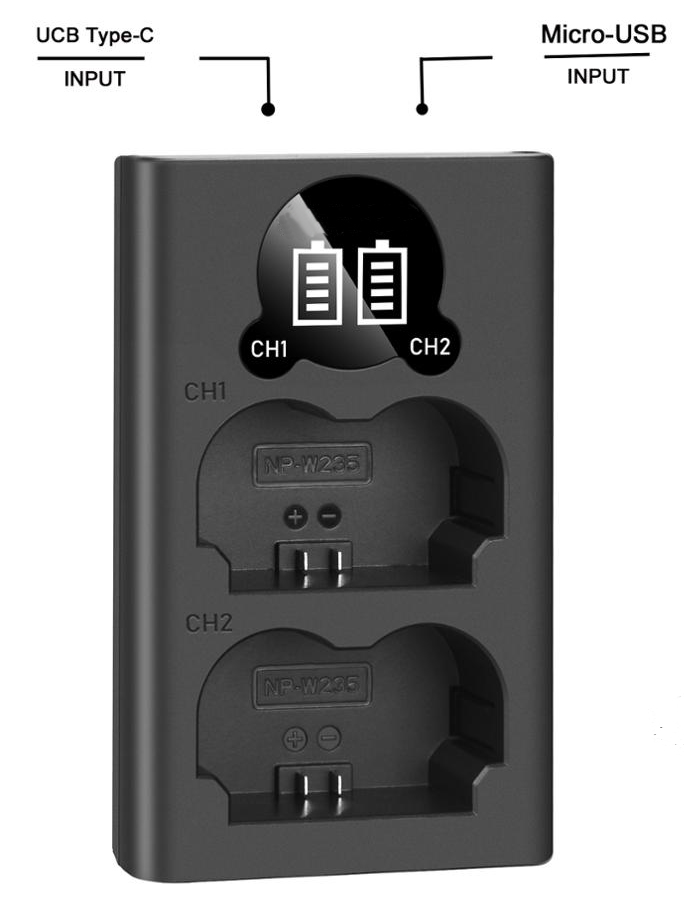 Batterilader Erstatning for FUJIFILM XT4 