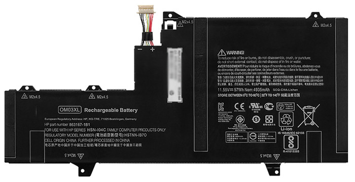 PC batteri Erstatning for HP  OM03XL 