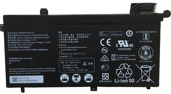 Baterai laptop penggantian untuk HUAWEI MateBook-D-2018i5-8250U8G256G-1T2G 