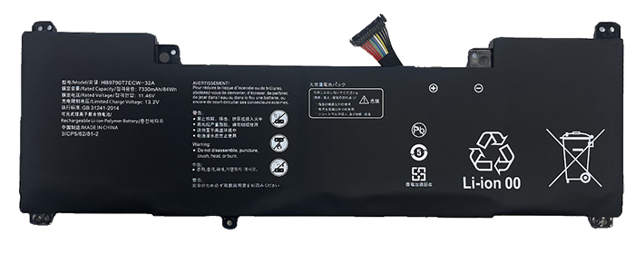 bateria do portátil substituição para HUAWEI HB9790T7ECW-32A 