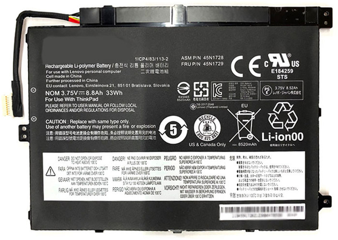 Baterai laptop penggantian untuk lenovo 45N1732 
