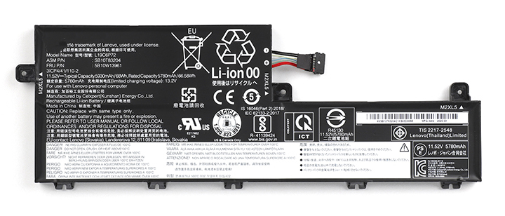Baterai laptop penggantian untuk LENOVO L19C6P72 