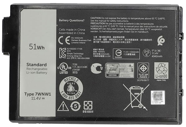 Laptop Battery Replacement for Dell 7WNW1 