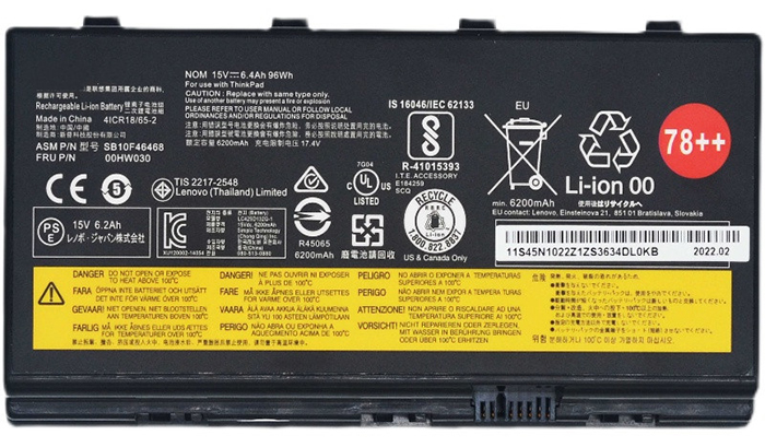 bateria do portátil substituição para LENOVO ThinkPad-P72 